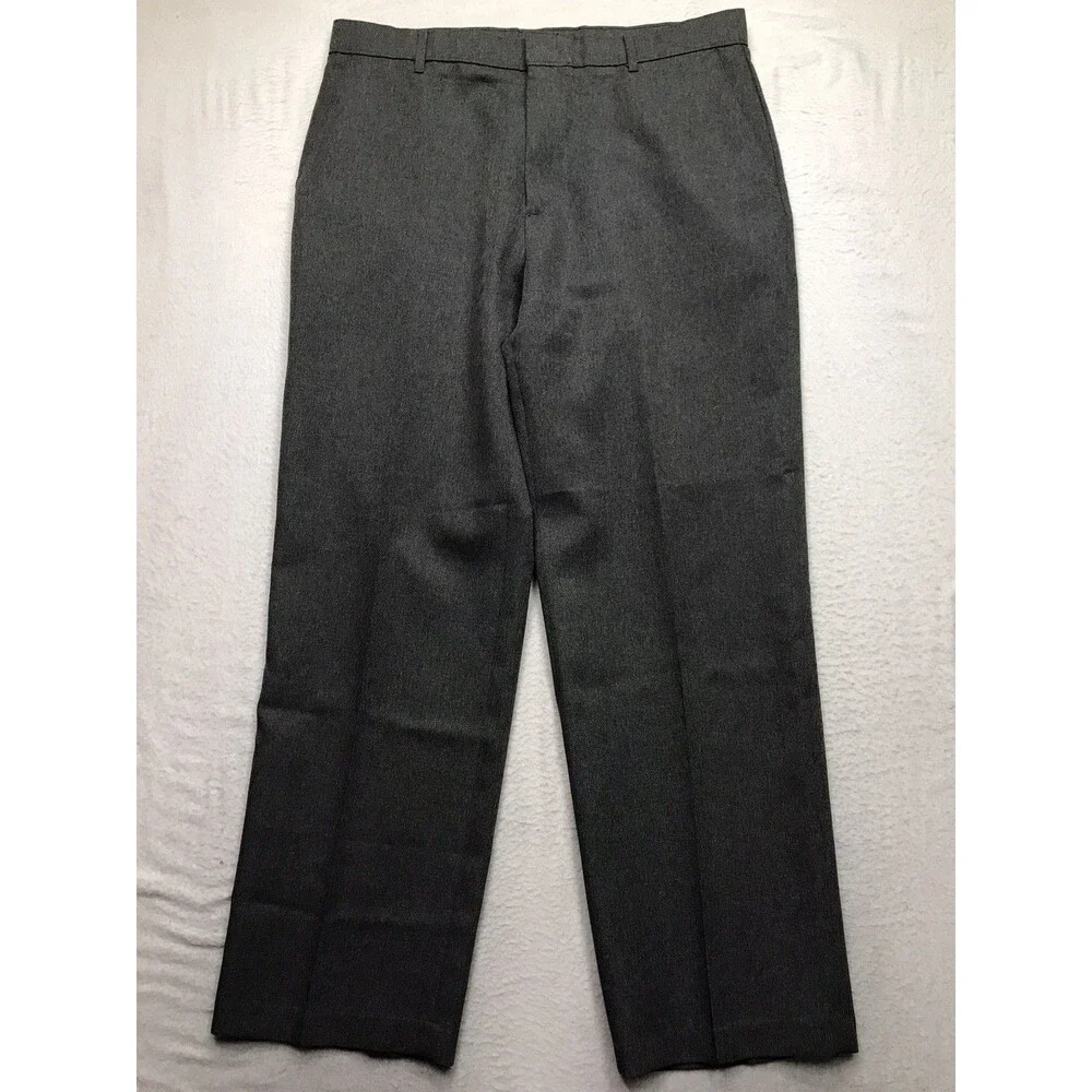 Vintage 80s LEVIS Action Slacks Pant Men 36x30 Gray Polyester Retro Disco Dacron